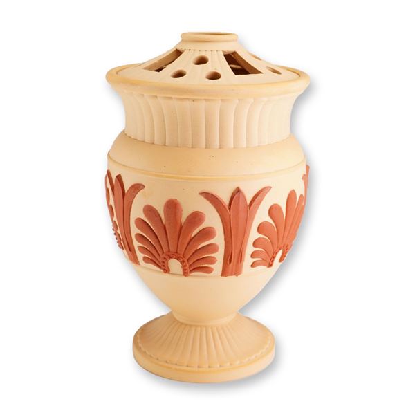 Wedgwood Primrose Yellow and Terracotta Jasperware Potpourri Vase, ca. 1805
