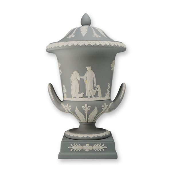 Wedgwood Gray Jasperware Lidded Campagna Urn