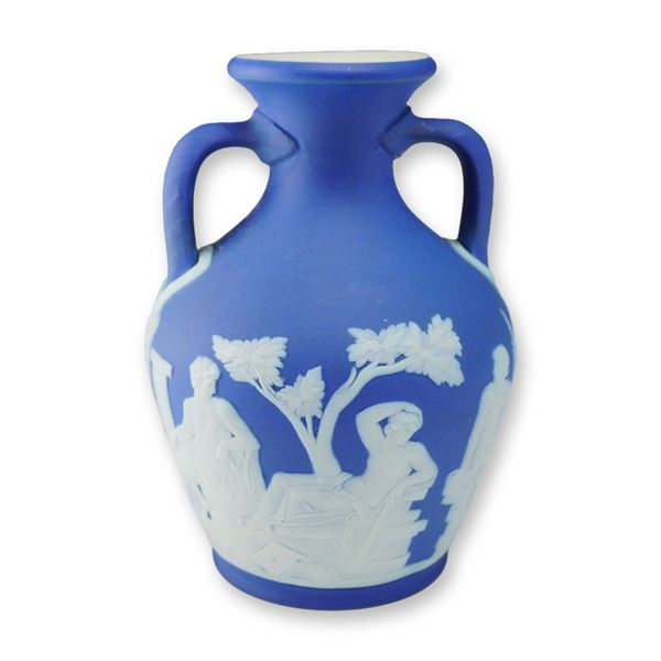 Wedgwood Blue Jasperware Miniature Portland Vase Dated 1929