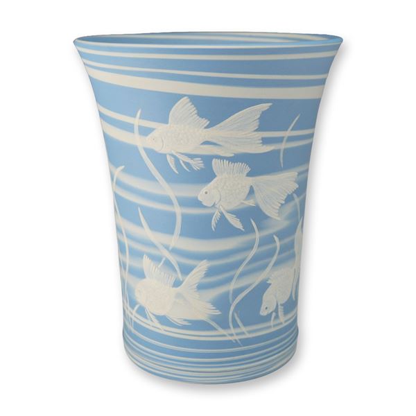 Wedgwood Cameo-Carved Jasperware Goldfish Vase