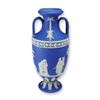 Image 1 : Wedgwood Cobalt Blue and White Jasperware Twin-Handled Apollo and Muses Vase