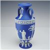 Image 2 : Wedgwood Cobalt Blue and White Jasperware Twin-Handled Apollo and Muses Vase