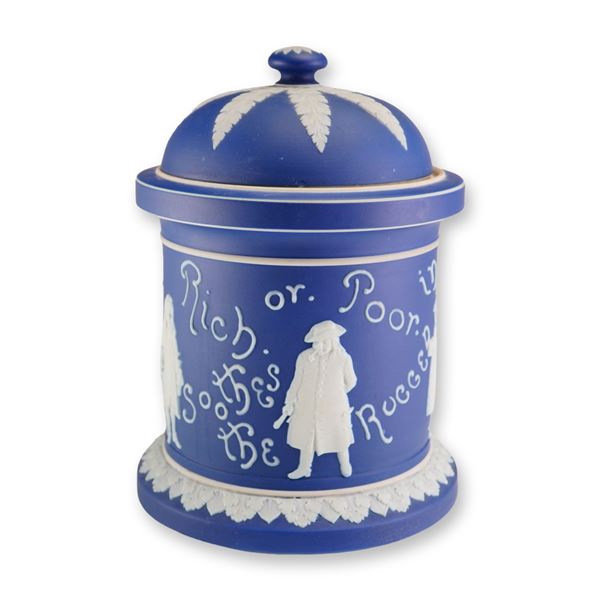 Wedgwood Dark Blue Jasperware Lidded Tobacco Jar