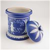 Image 2 : Wedgwood Dark Blue Jasperware Lidded Tobacco Jar