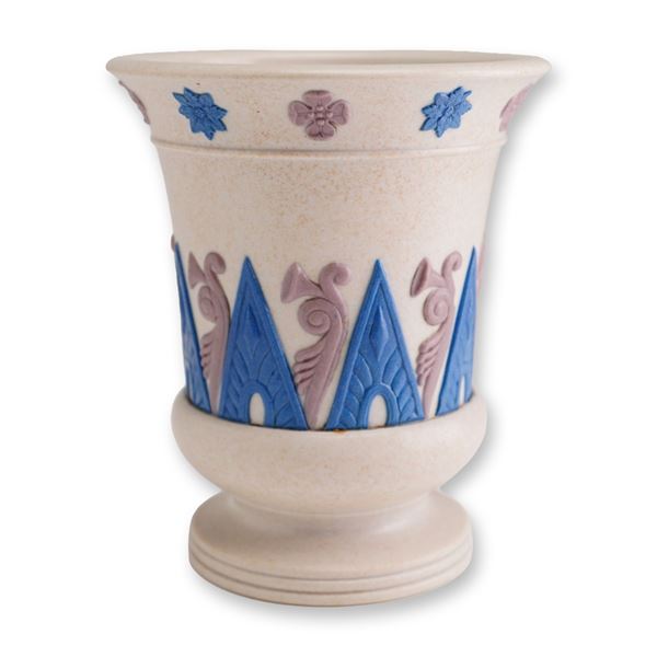 Wedgwood Early 19th Century Smear Glaze Tricolor Jasperware Miniature Campana Urn