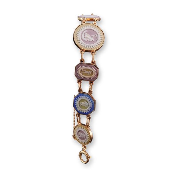 Wedgwood 12kt Yellow Gold and Jasperware Panel Link Bracelet