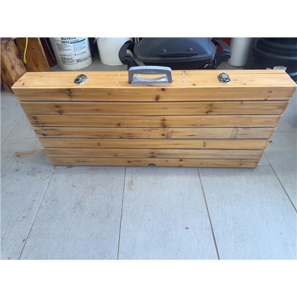 Folding Wooden Picnic Table With Metal Frame and Carry Handle