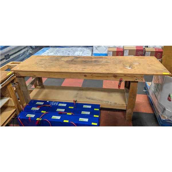 BAILIFF SEIZED: WOODEN WORK TABLE 103" X 24" X 35"