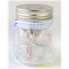 Image 1 : ESTATE GLASS JAR FILLED W/VINTAGE COLLECTOR LAPEL-