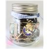 Image 1 : ESTATE GLASS JAR FILLED W/VINTAGE COLLECTOR LAPEL-