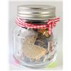 Image 1 : ESTATE GLASS JAR FILLED W/VINTAGE COLLECTOR LAPEL-