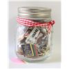 Image 1 : ESTATE GLASS JAR FILLED W/VINTAGE COLLECTOR LAPEL-