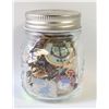 Image 1 : ESTATE GLASS JAR FILLED W/VINTAGE COLLECTOR LAPEL-