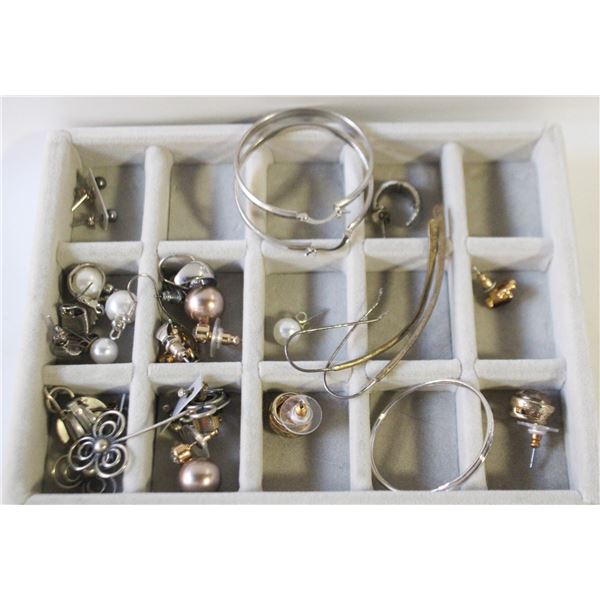 ESTATE EARRING COLLECTION 12PRS IN JEWELRY TRAY