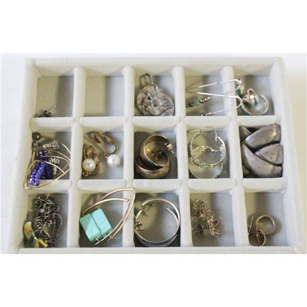 ESTATE EARRING COLLECTION 12PRS IN JEWELRY TRAY