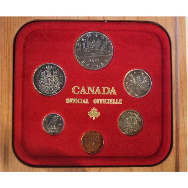 OLYMPIC LEATHER & WOOD 6 COIN SET 1983