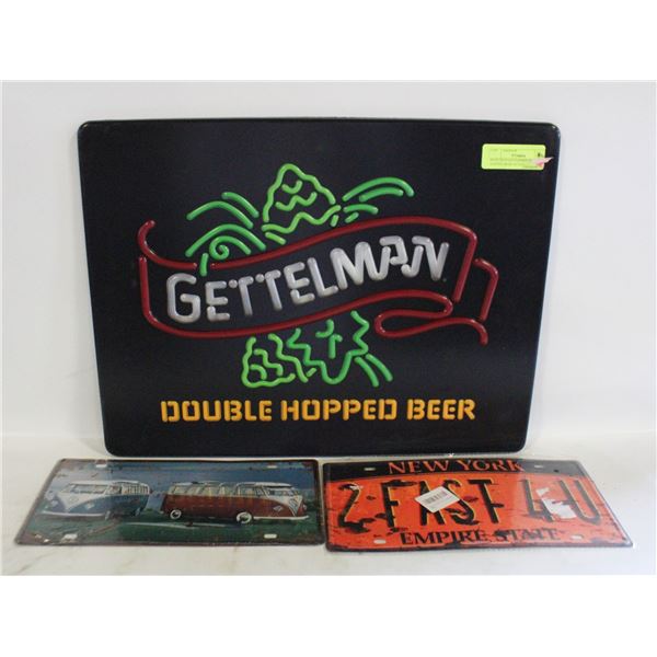 BEER SIGN GETTLEMEN DOUBLE HOPPED BEER 20"X15"