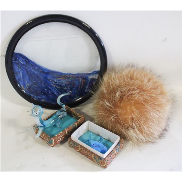 GENUINE HANDBLOWN DOLPHIN + CAT & MORE