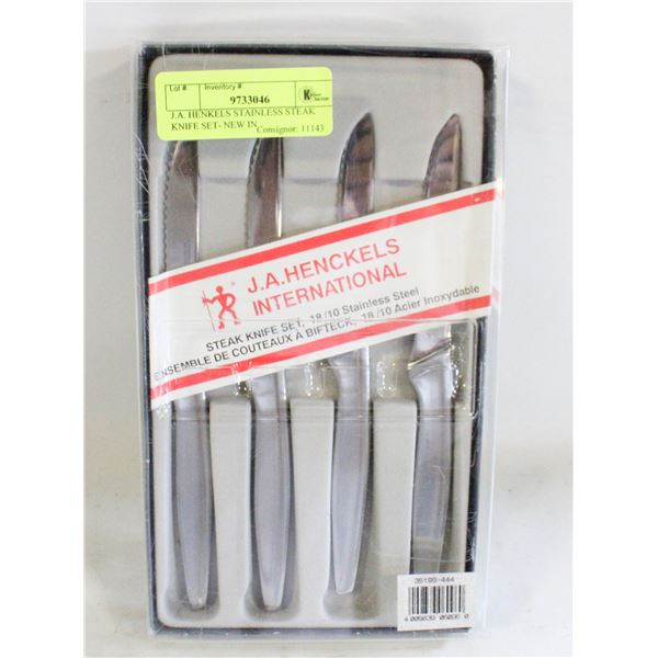J.A. HENKELS STAINLESS STEAK KNIFE SET- NEW IN