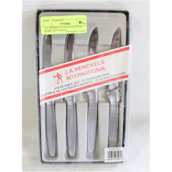 J.A. HENKELS STAINLESS STEAK KNIFE SET- NEW IN