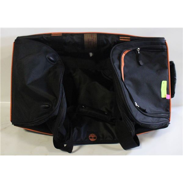 TIMBERLAND ORANGE/BLK WHEELED DUFFLE