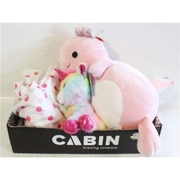 2 NEW PLUSHIES AXOLOTL+UNICORN & 2