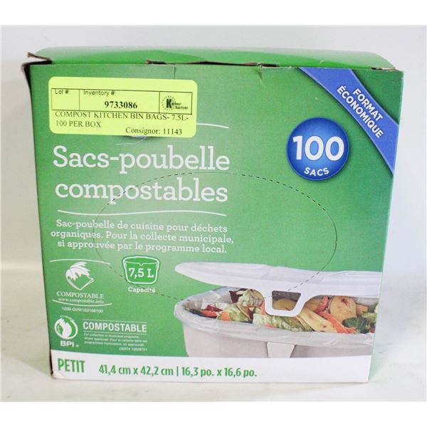 COMPOST KITCHEN BIN BAGS- 7.5L- 100 PER BOX