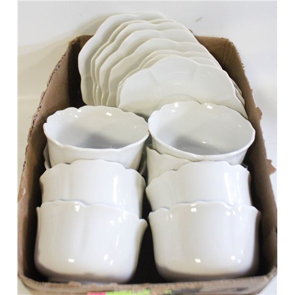 WHITE CERAMIC DESSERT PLATES/BOWLS LOT