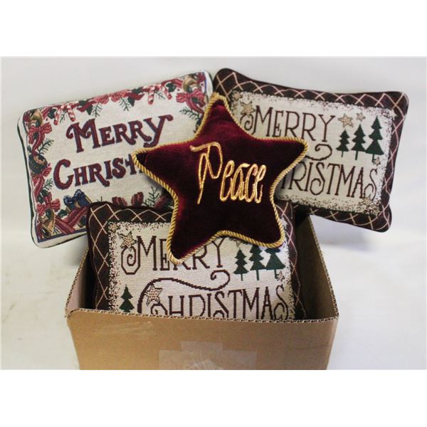 TAPESTRY CHRISTMAS PILLOWS- SET OF 4