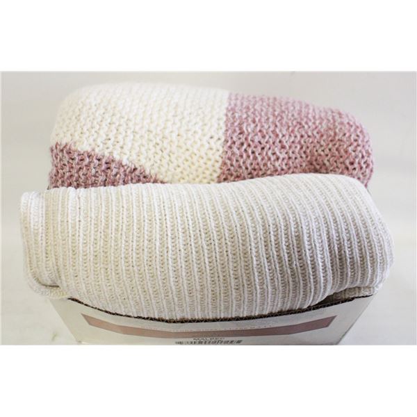 DECORATIVE KNIT BLANKETS- LOT OF 2