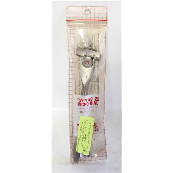 IRWIN NO.22 MICRO DIAL EXPANSIVE WOOD BIT