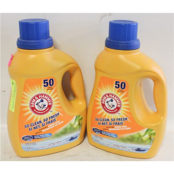 2 FULL BOTTLES OF ARM & HAMMER LAUNDRY DETERGENT
