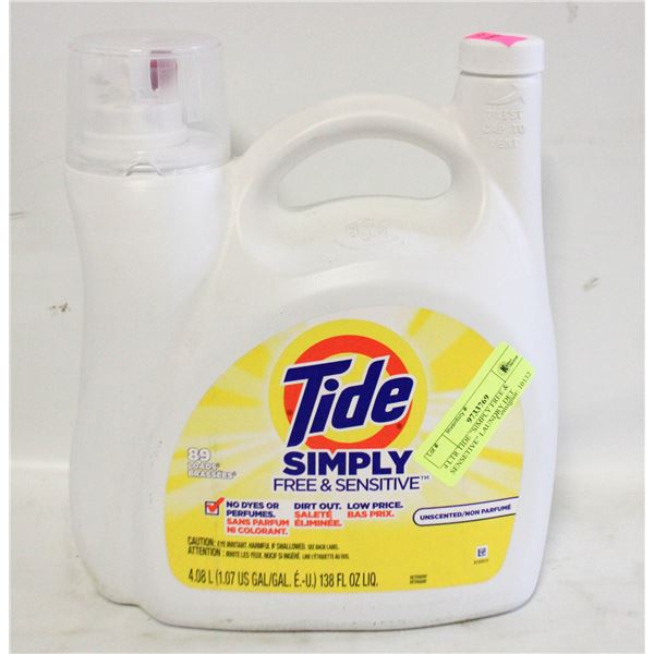 4 LTR TIDE "SIMPLY FREE & SENSETIVE" LAUNDRY DET