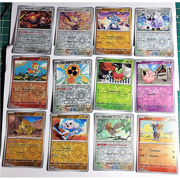 17)  LOT OF 12 REVERSE HALO POKEMON