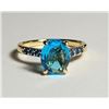 Image 1 : 2)  GOLD TONE WITH OVAL BLUE TOPAZ