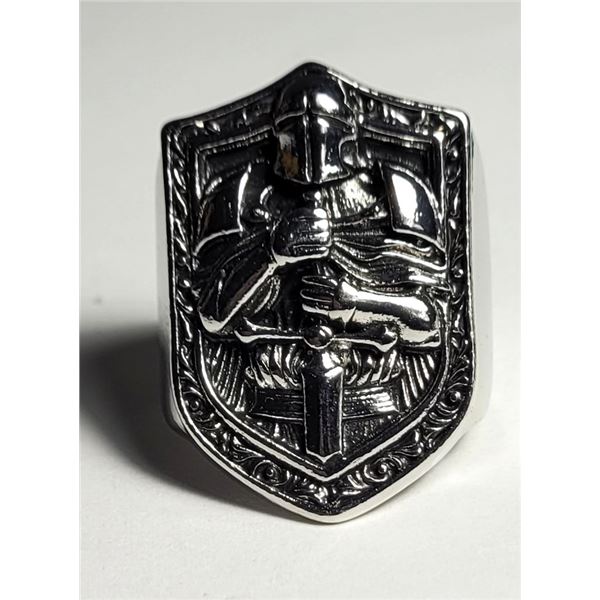 4)  SILVER TONE KNIGHTS TEMPLAR SIZE 9