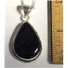 Image 1 : 9)  PEAR SHAPED BLACK ONYX PENDANT