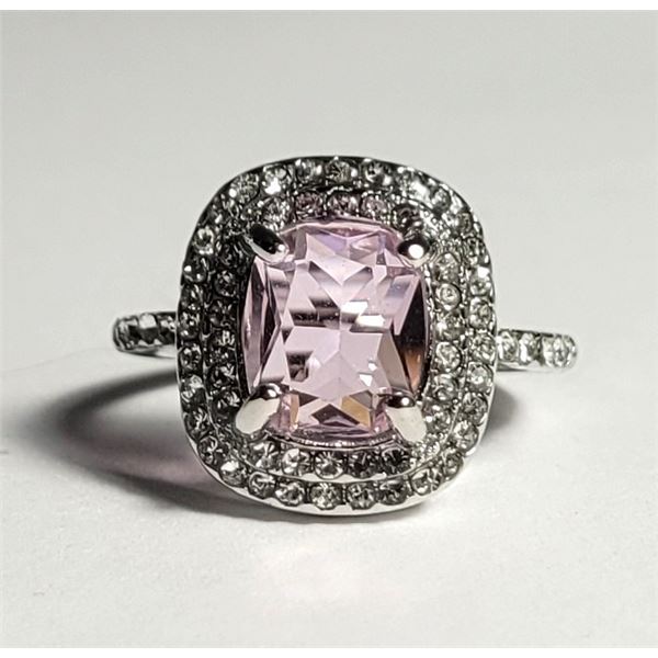 1)  SILVER TONE DOUBLE HALO WITH