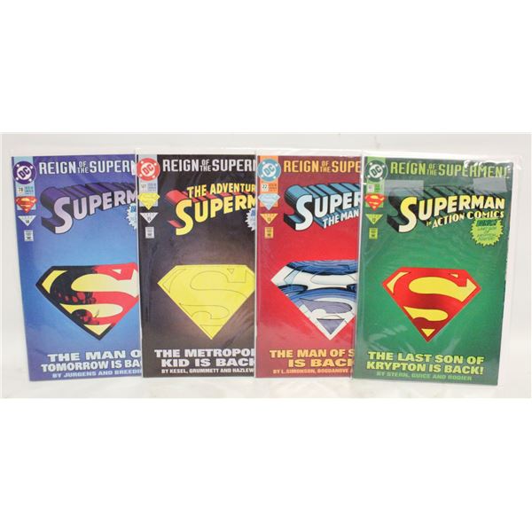 DC REIGN OF SUPERMEN, 4 COMICS WITH DIECUT COVERS