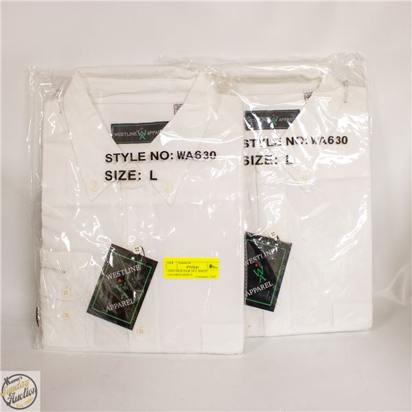 #5055-NEW PAIR OF L WHITE COLORED SHIRTS