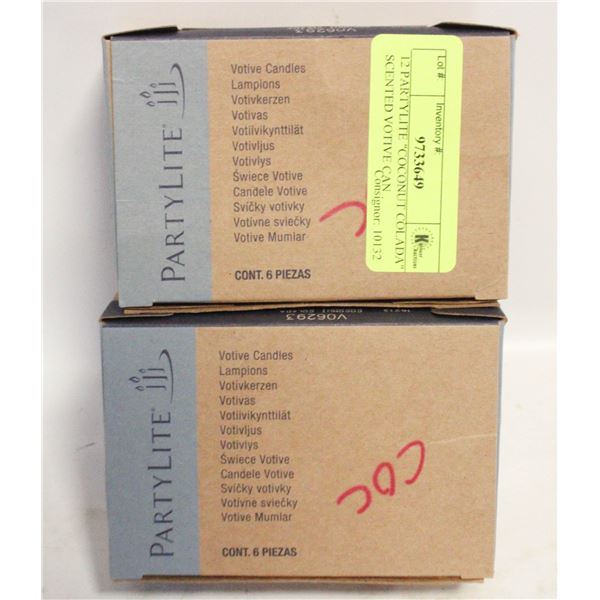 12 PARTYLITE "COCONUT COLADA" SCENTED VOTIVE CAN
