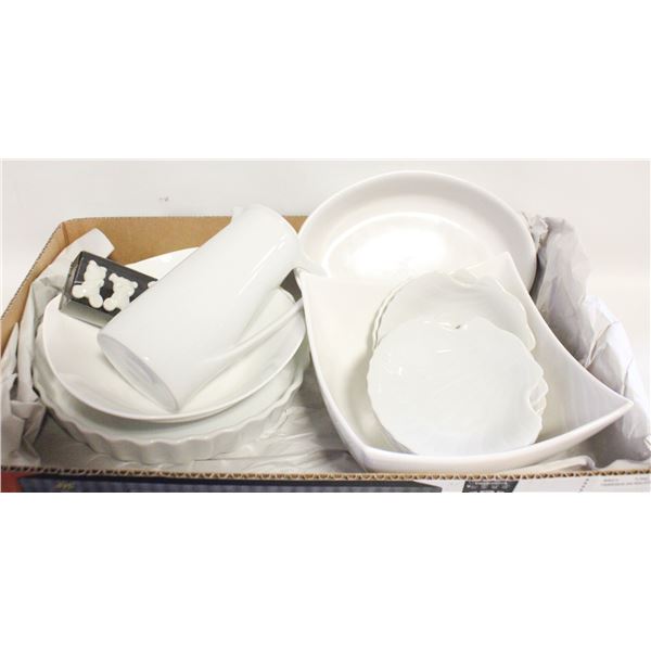STONEWARE SERVING BAKING DISHES ASSORTED BOX LOT