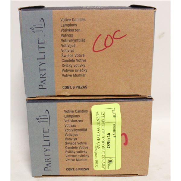 12 PARTYLITE "COCONUT COLADA" SCENTED VOTIVE CAN
