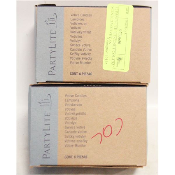 12 PARTYLITE "COCONUT COLADA" SCENTED VOTIVE CAN