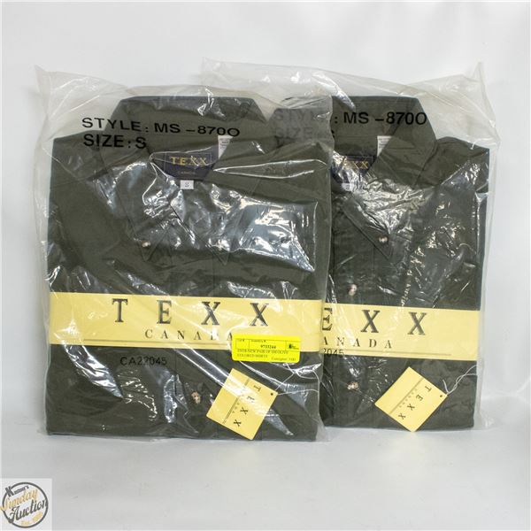 #5058-NEW PAIR OF SM OLIVE COLORED SHIRTS