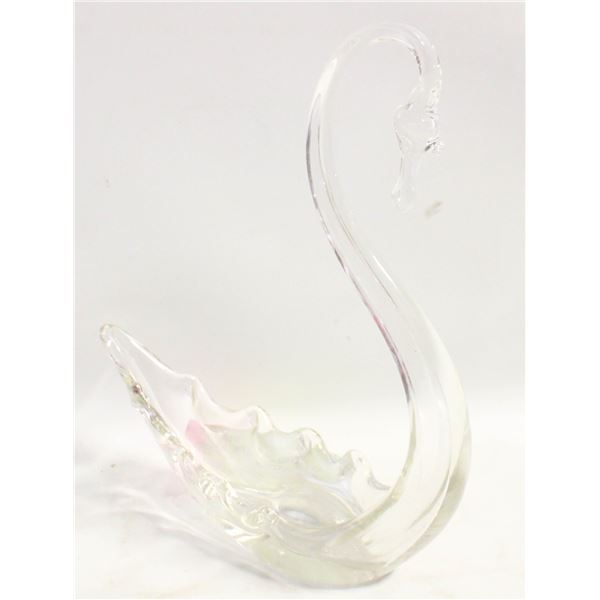 HAND BLOWN ART GLASS SWAN FIGURE
