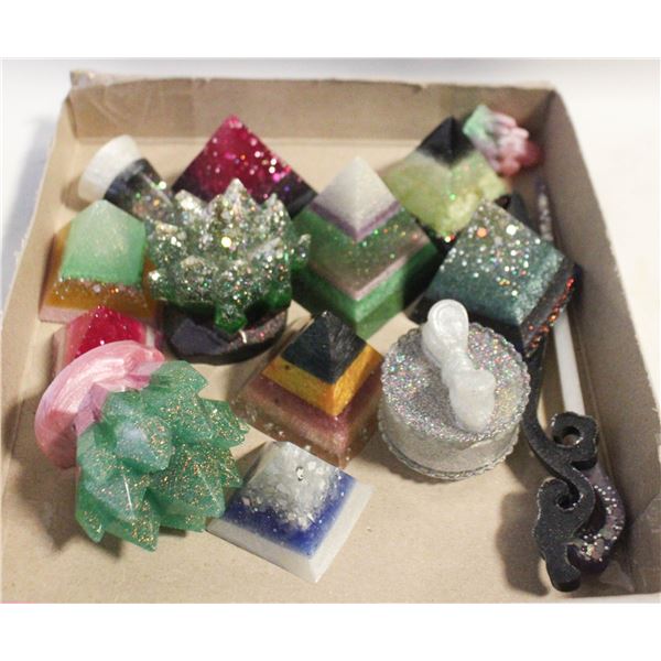 ORGONITE PYRAMIDS, CRYSTAL CLUSTER LIKE & MORE