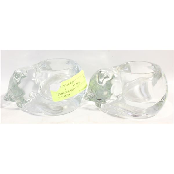 PAIR OF PARTYLITE CAT CANDLE HOLDERS