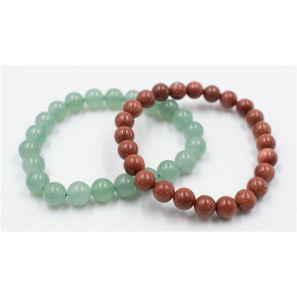 28-NATURAL GREEN AVENTURINE & GOLD SAND STONE