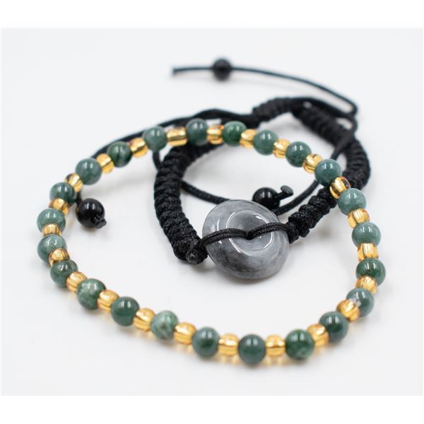 134-NATURAL JADE JADEITE DONUT & BEAD BRACELET